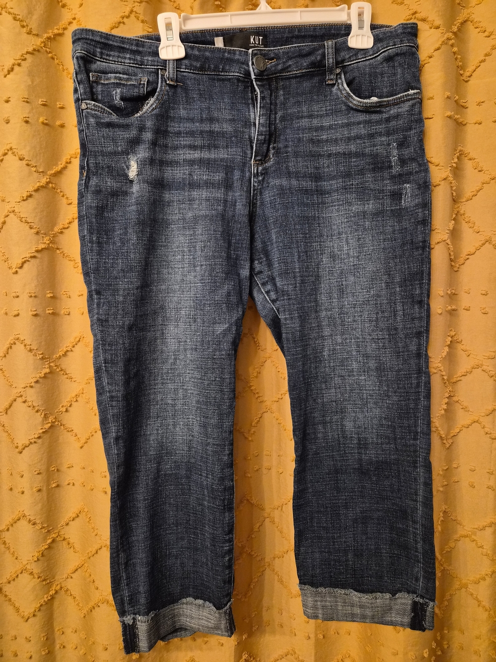 Kut from the Kloth Dark Wash Cropped Straight Jeans
